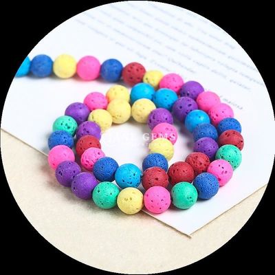 Multi-color Gemstone Various Colors Natural Lava Stone Healing Stone Loose Bead Strands for DIY Jewelry