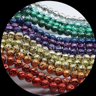 Round Shape Gemstone Beads Polished Various Colors Plated Lava Stone for Stunning Handcrafted Jewelry