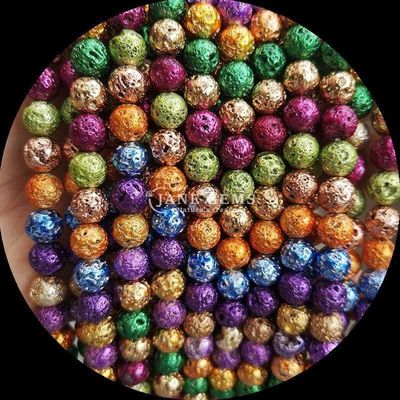 Round Shape Gemstone Beads Polished Various Colors Plated Lava Stone for Stunning Handcrafted Jewelry