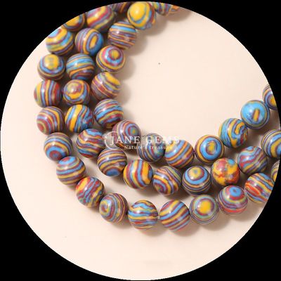 Synthetic Malachite Beads Strand Perfect for Round Cut Bracelets in Various Colors