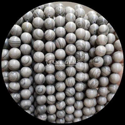 Round Shape Gemstone Beads Wood Pattern Loose Bead Strands for Bracelet Handmade Decorations