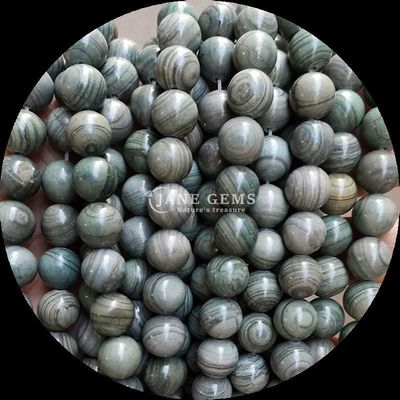 Round Shape Gemstone Beads Wood Pattern Loose Bead Strands for Bracelet Handmade Decorations
