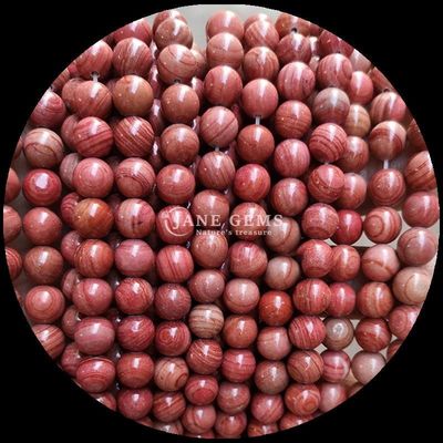 Round Shape Gemstone Beads Wood Pattern Loose Bead Strands for Bracelet Handmade Decorations
