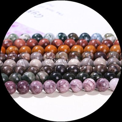 Round Shape Gems Bead Various Colors Wood Pattern Loose Bead Strands Perfect for Jewelry Making 8mm Bead Size