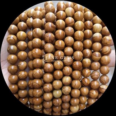Round Shape Gems Bead Various Colors Wood Pattern Loose Bead Strands Perfect for Jewelry Making 8mm Bead Size