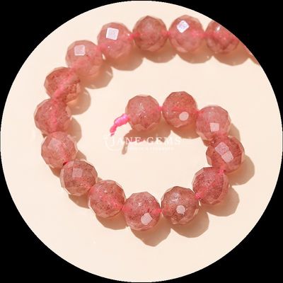 Multi-color Gems Bead Natural Gemstone Beads Citrine Strawberry Quartz Faceted Round Loose Bead Strands