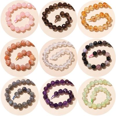 Multi-color Gems Bead Natural Gemstone Beads Citrine Strawberry Quartz Faceted Round Loose Bead Strands