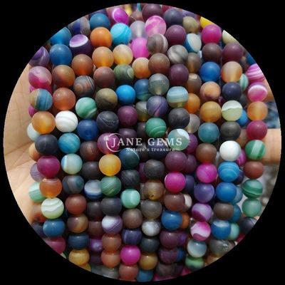 Natural Gemstone Various Banded Agate Frosted Round Agate Loose Bead Strands The Perfect Addition to Your Necklace Collection