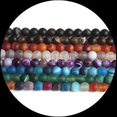 8mm Natural Gemstone Beads Gems Bead Various Banded Agate Frosted Loose Bead Strands for Handcrafted Beaded Accessories