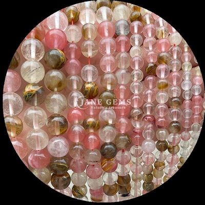Round Shape Gems Bead Natural Gemstone Beads Polished Rhodonite Loose Bead Strands for Exquisite Jewelry Collections