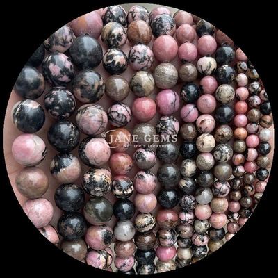 Round Shape Gems Bead Natural Gemstone Beads Polished Rhodonite Loose Bead Strands for Exquisite Jewelry Collections