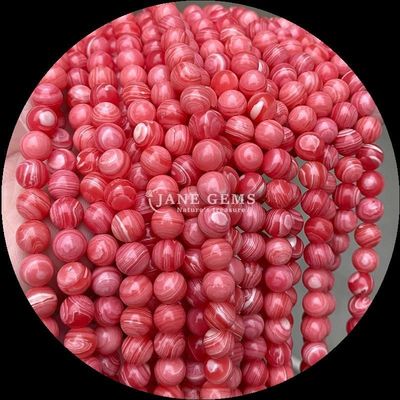 Round Shape Gems Bead Natural Gemstone Beads Polished Rhodonite Loose Bead Strands for Exquisite Jewelry Collections