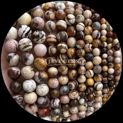 Gemstone Cut Round Gems Bead Zebra Jasper Mahagony Obsidian Various Types Crystal Healing Stone Loose Bead Strands for Handmade Accessories