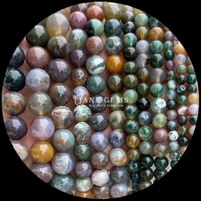 Round Shape Gemstone Beads Assorted Colors Indian Agate Unakite Crystal Healing Stone Loose Bead Strands  for Your Jewelry Making Needs