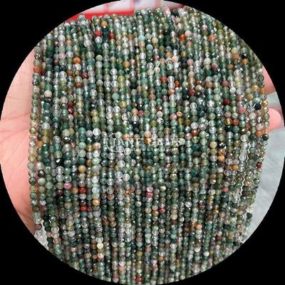 Natural Gems Bead Round Cut Faceted Crystal Healing Mini Gemstones Moss Agate Snowflake Obsidian Various Loose Bead Strands Ideal for Handcrafted Accessories