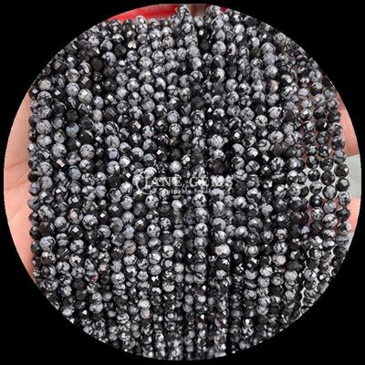 Natural Gems Bead Round Cut Faceted Crystal Healing Mini Gemstones Moss Agate Snowflake Obsidian Various Loose Bead Strands Ideal for Handcrafted Accessories