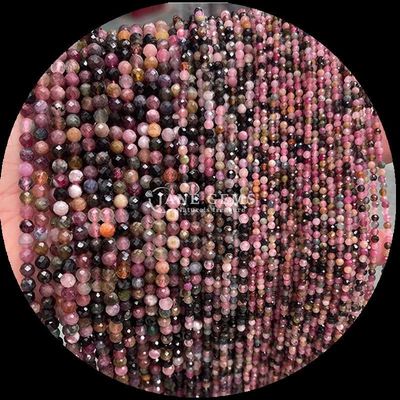 Upgrade Your DIY Jewelry Making with Gems Bead Round Shape and Natural Gemstone Various Natural Crystal Healing Stone Dalmatian Jasper Tourmaline Loose Mini Faceted Bead Strands